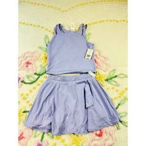 YOGALICIOUS Girls Lavender Purple Ribbed Tank Top‎ & Skirt Set L/12 NWTS